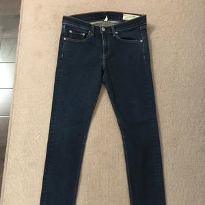 RAG & BONE SIZE 29 DARK WASH HIGH RISE SKNNY JEANS